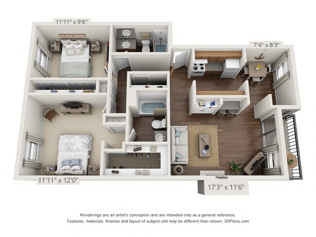 2 Beds • 2 Bath 102 floor plan